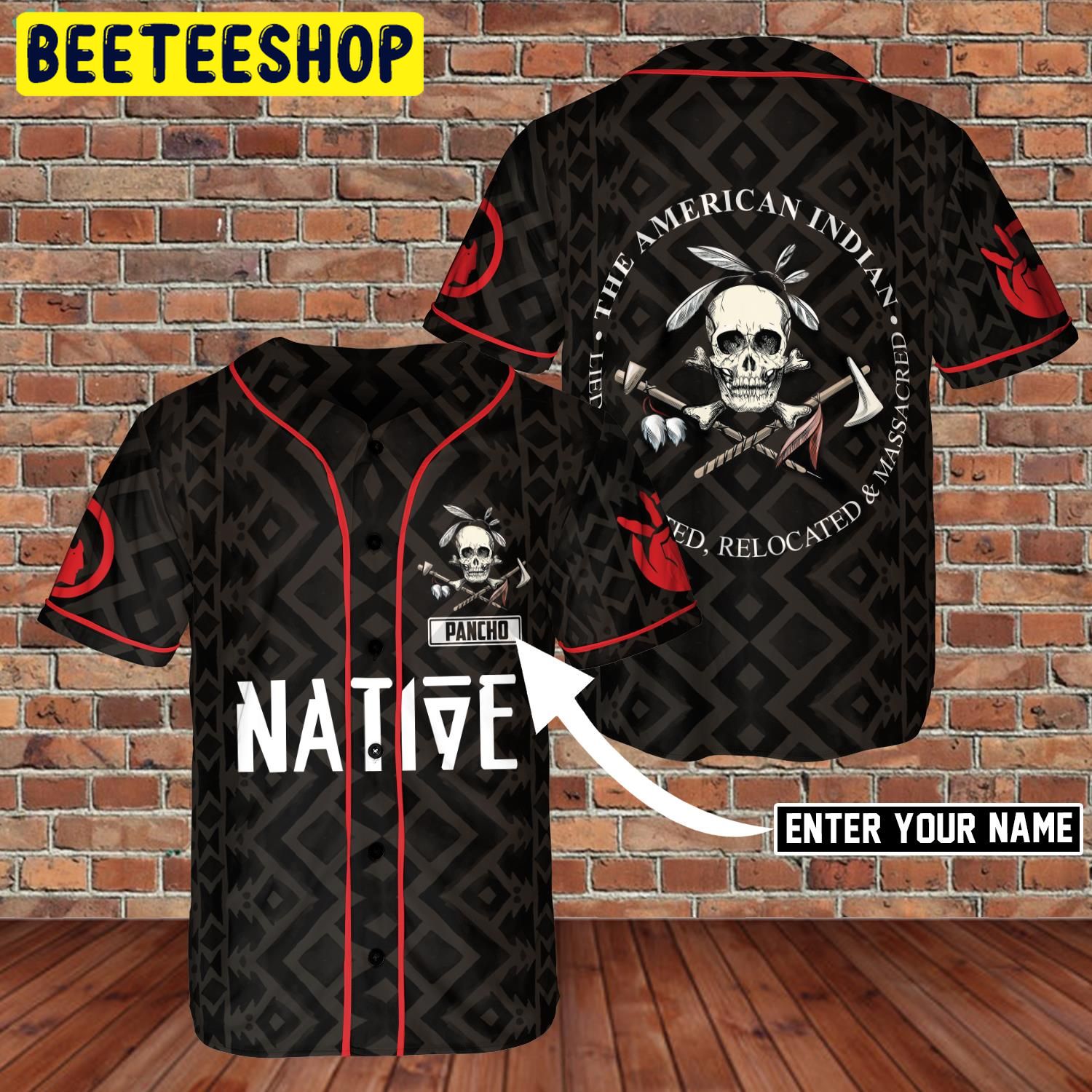 Custom Name Native Amercia Indianl Shirt Dask Style Skull Baseball Jersey Custom Name Native Amercia Indianl Shirt Dask Style Skull Baseball Jersey