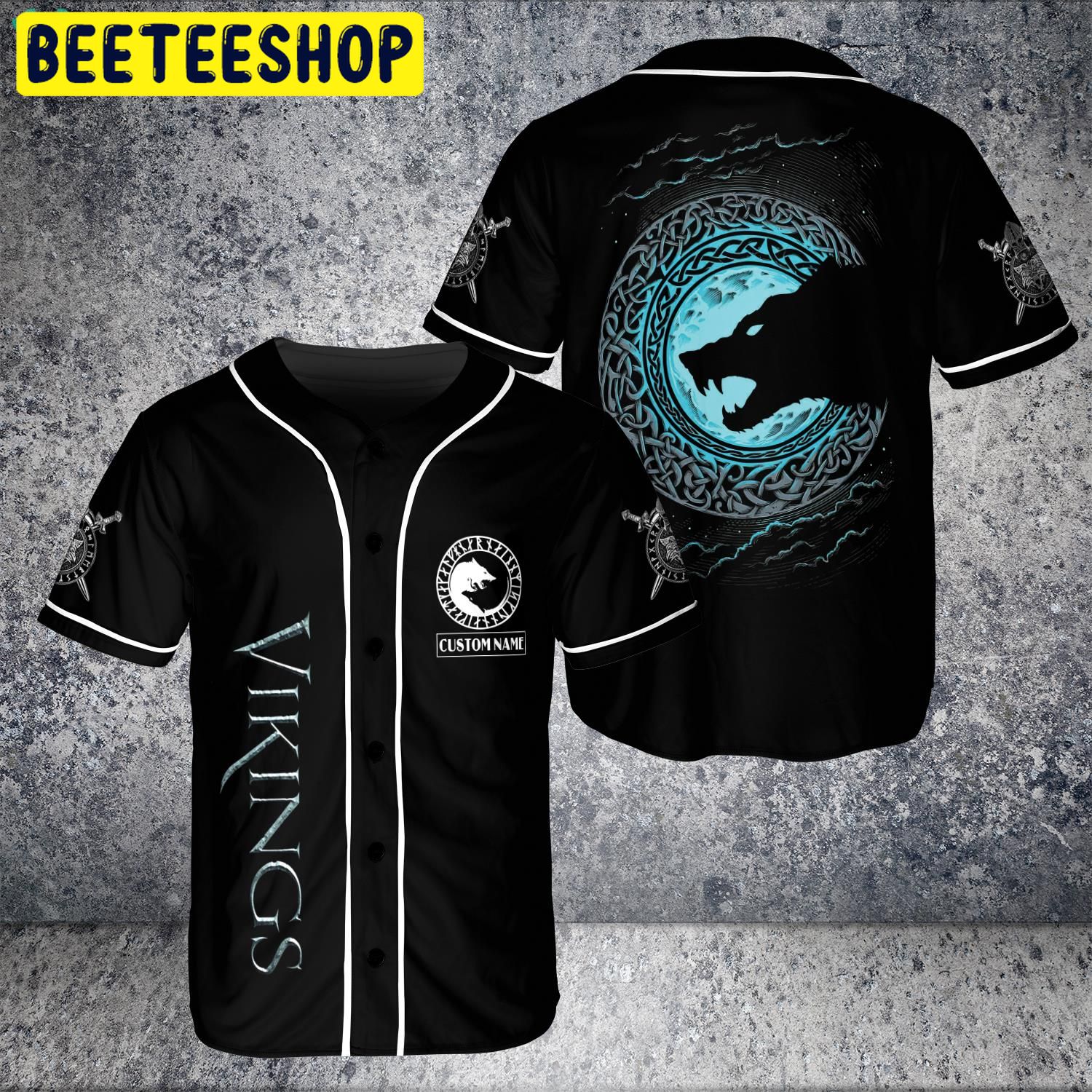 Custom Name Wolf Of Viking Lover Trending Jersey Baseball Dark Moon Style Custom Name Wolf Of Viking Lover Trending Jersey Baseball Dark Moon Style