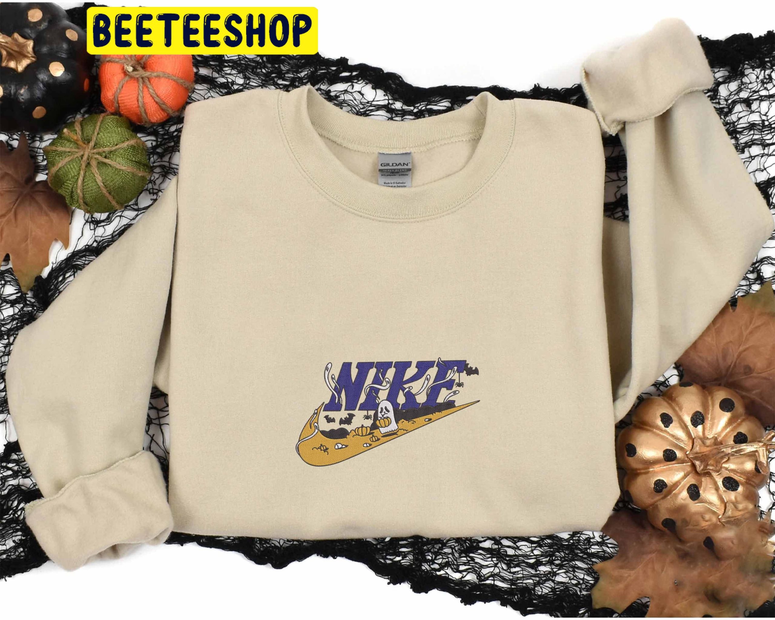 Cute Boo And Pumpkin Nike Logo Halloween Trending Unisex Shirt Cute Boo And Pumpkin Nike Logo Halloween Trending Unisex Shirt