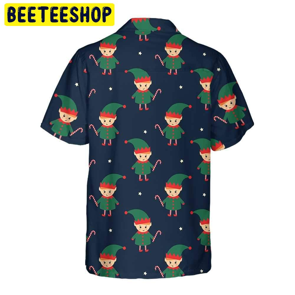 Cute Elf With Candy Cane Trending Hawaiian Shirt Cute Elf With Candy Cane Trending Hawaiian Shirt