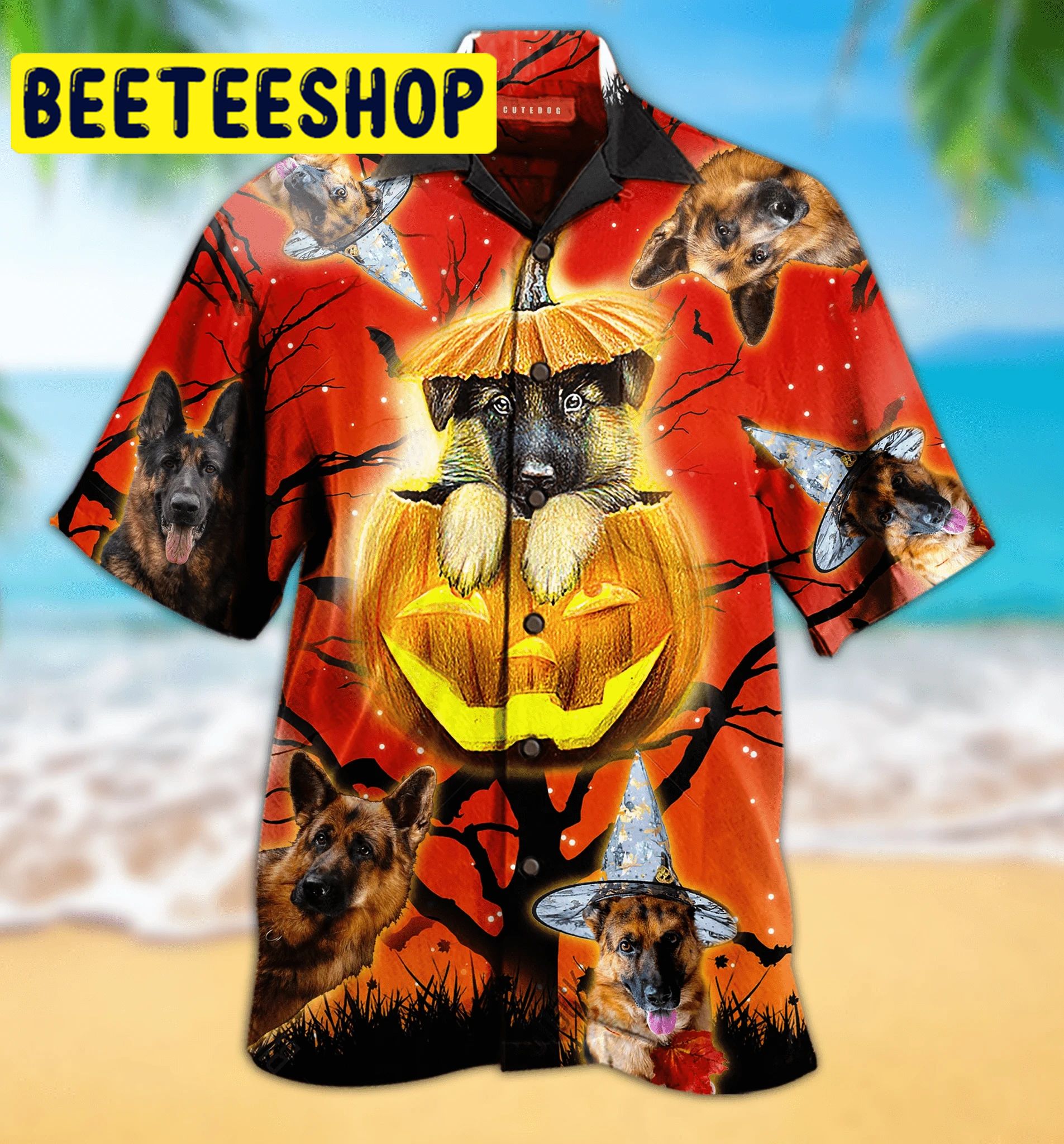 Cute German Shepherd Dog Hawaiian Shirt Cute German Shepherd Dog Hawaiian Shirt