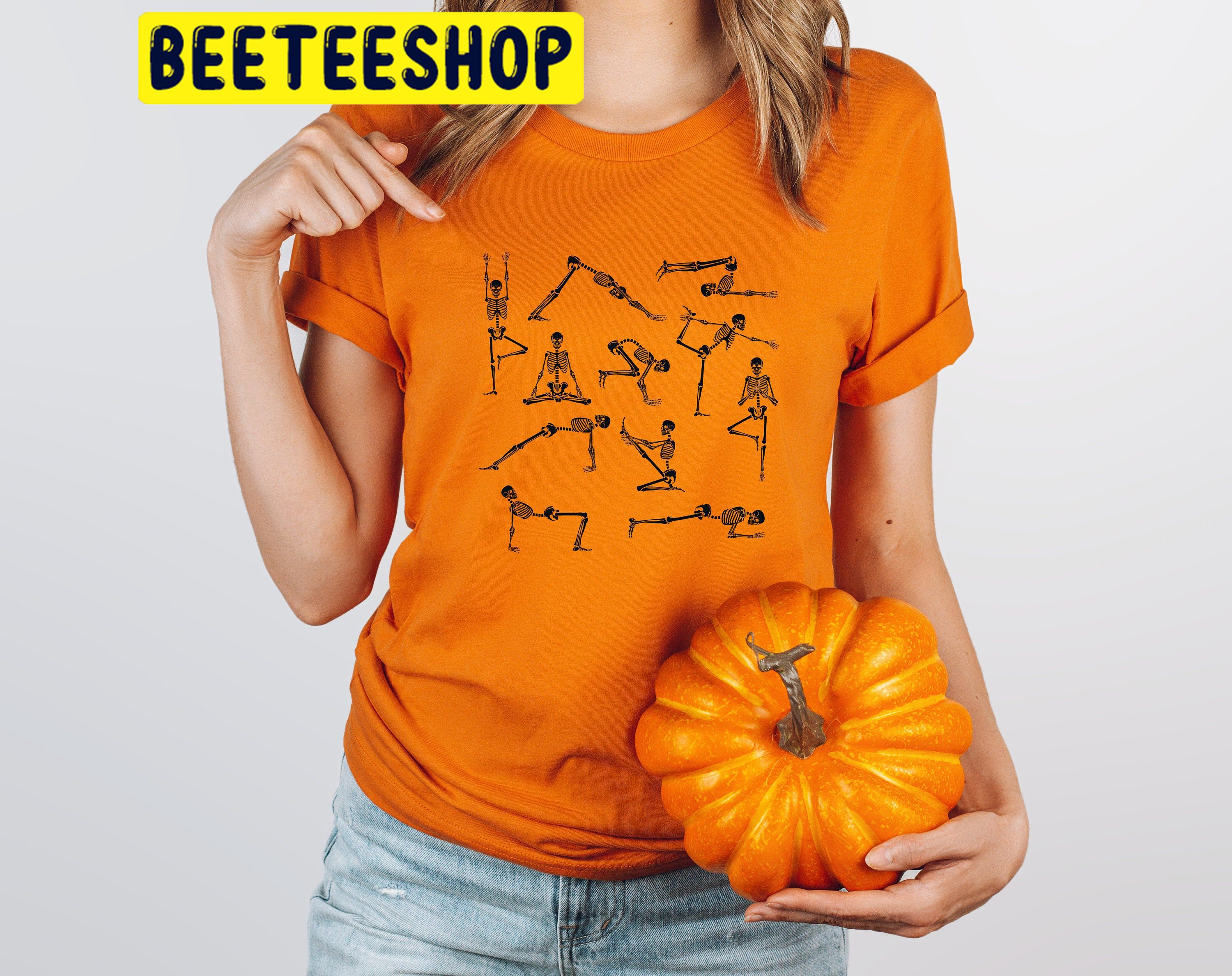 Cute Yoga Skeletons Halloween Trending Unisex Shirt