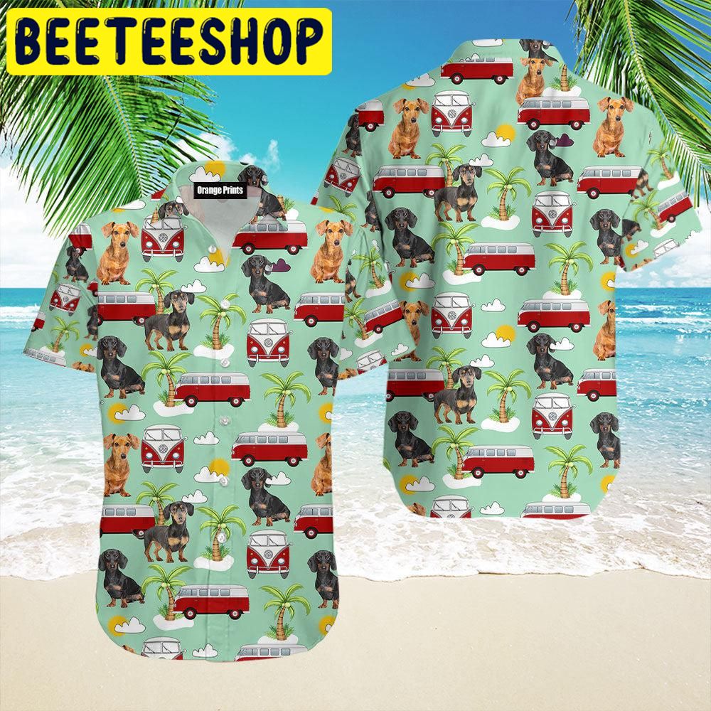 Dachshund Hippie Car Hawaiian Shirt Dachshund Hippie Car Hawaiian Shirt