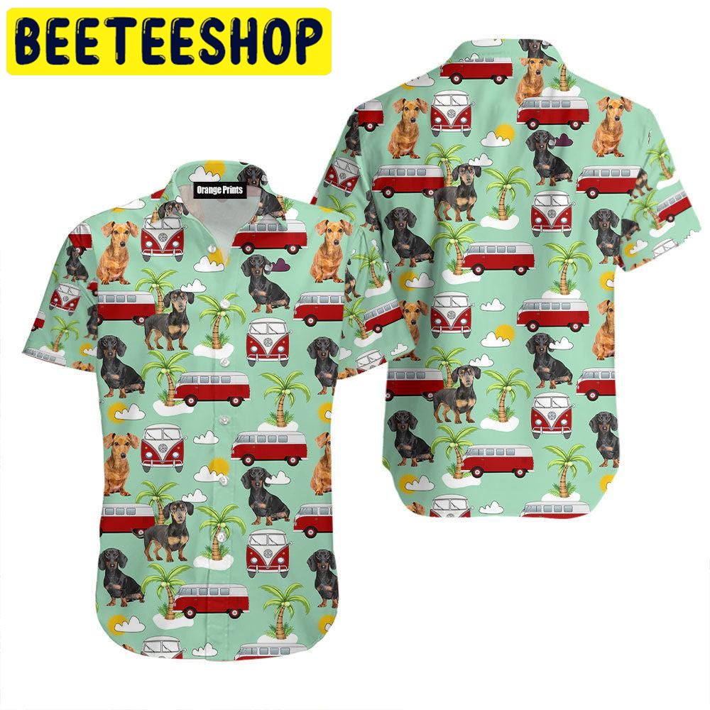 Dachshund Hippie Car Hawaiian Shirt Dachshund Hippie Car Hawaiian Shirt