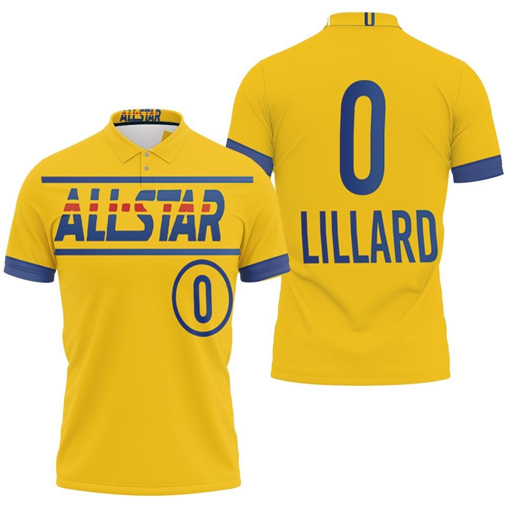 Damian Lillard Blazers 2021 All-star Western Conference Gold Jersey Inspired Style 3D All Over Print Polo Shirt Damian Lillard Blazers 2021 All-star Western Conference Gold Jersey Inspired Style 3D All Over Print Polo Shirt