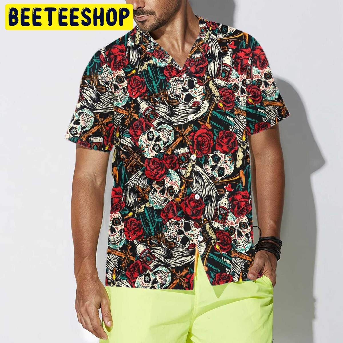 Day Of The Dead Skull Trending Hawaiian Shirt Day Of The Dead Skull Trending Hawaiian Shirt