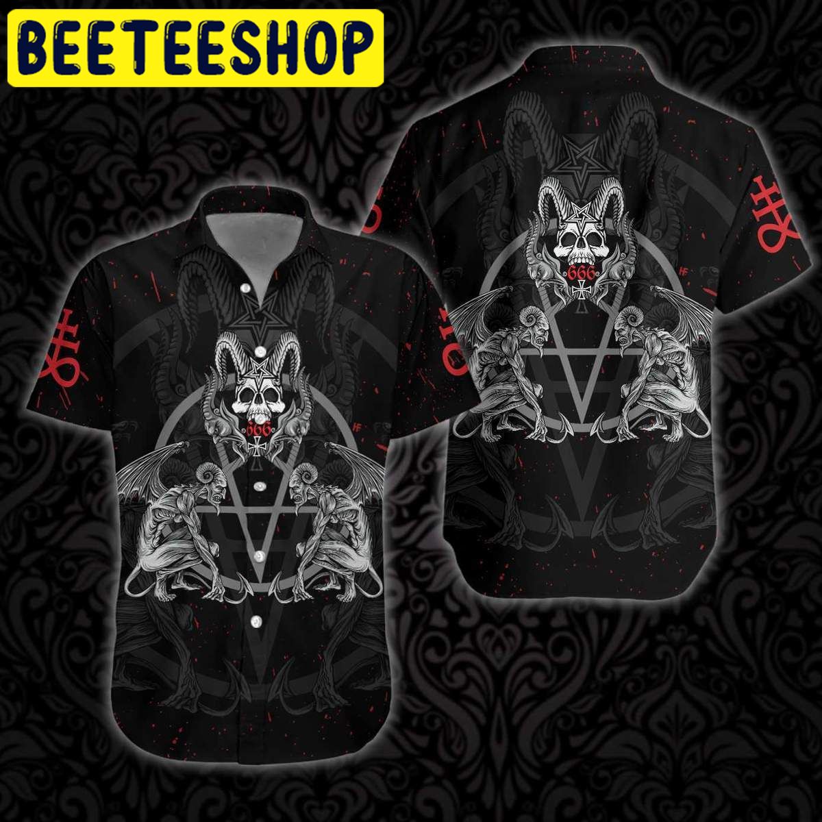 Demon With Skull Pentagram Satanic Hawaiian Shirt Demon With Skull Pentagram Satanic Hawaiian Shirt