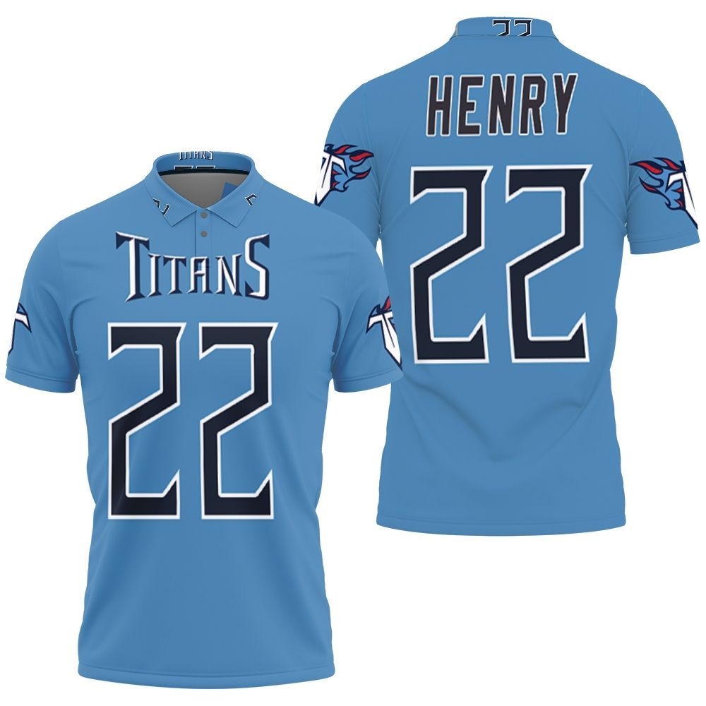 Derrick Henry Tennessee Titans Game Light Blue 2019 Jersey Inspired Style 3D All Over Print Polo Shirt Derrick Henry Tennessee Titans Game Light Blue 2019 Jersey Inspired Style 3D All Over Print Polo Shirt