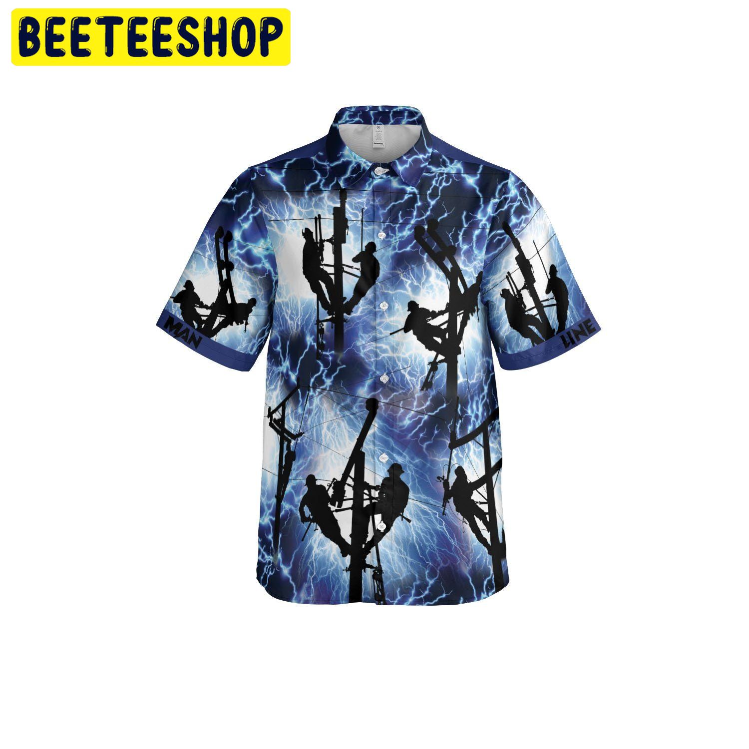Design Lineman Red Thunder Storm Trending Hawaiian Shirt Design Lineman Red Thunder Storm Trending Hawaiian Shirt
