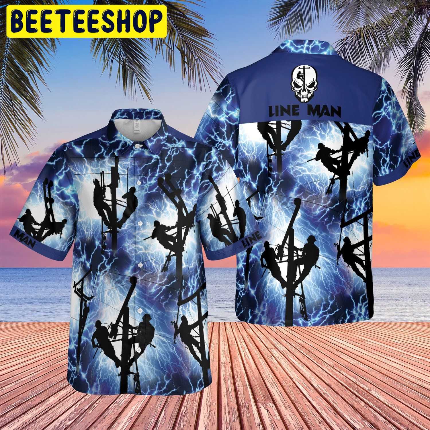 Design Lineman Red Thunder Storm Trending Hawaiian Shirt Design Lineman Red Thunder Storm Trending Hawaiian Shirt