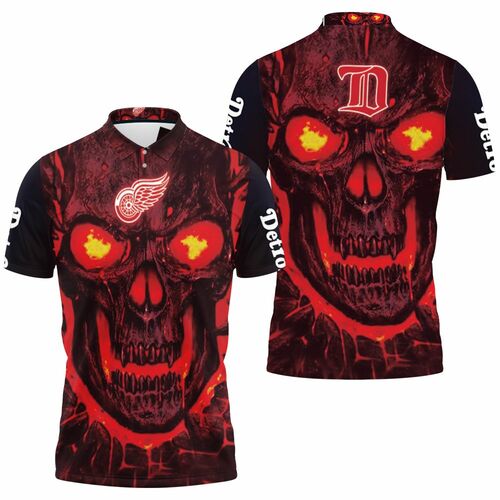 Detroit Red Wings Nhl Fan 3d Skull Demon Jersey 3D All Over Print Polo Shirt Detroit Red Wings Nhl Fan 3d Skull Demon Jersey 3D All Over Print Polo Shirt