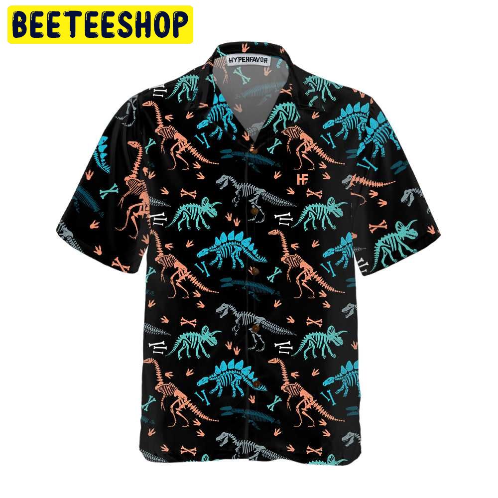 Dinosaur Skeleton Seamless Grunge Pattern Trending Hawaiian Shirt Dinosaur Skeleton Seamless Grunge Pattern Trending Hawaiian Shirt