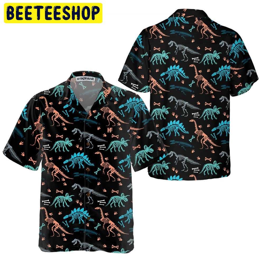 Dinosaur Skeleton Seamless Grunge Pattern Trending Hawaiian Shirt Dinosaur Skeleton Seamless Grunge Pattern Trending Hawaiian Shirt