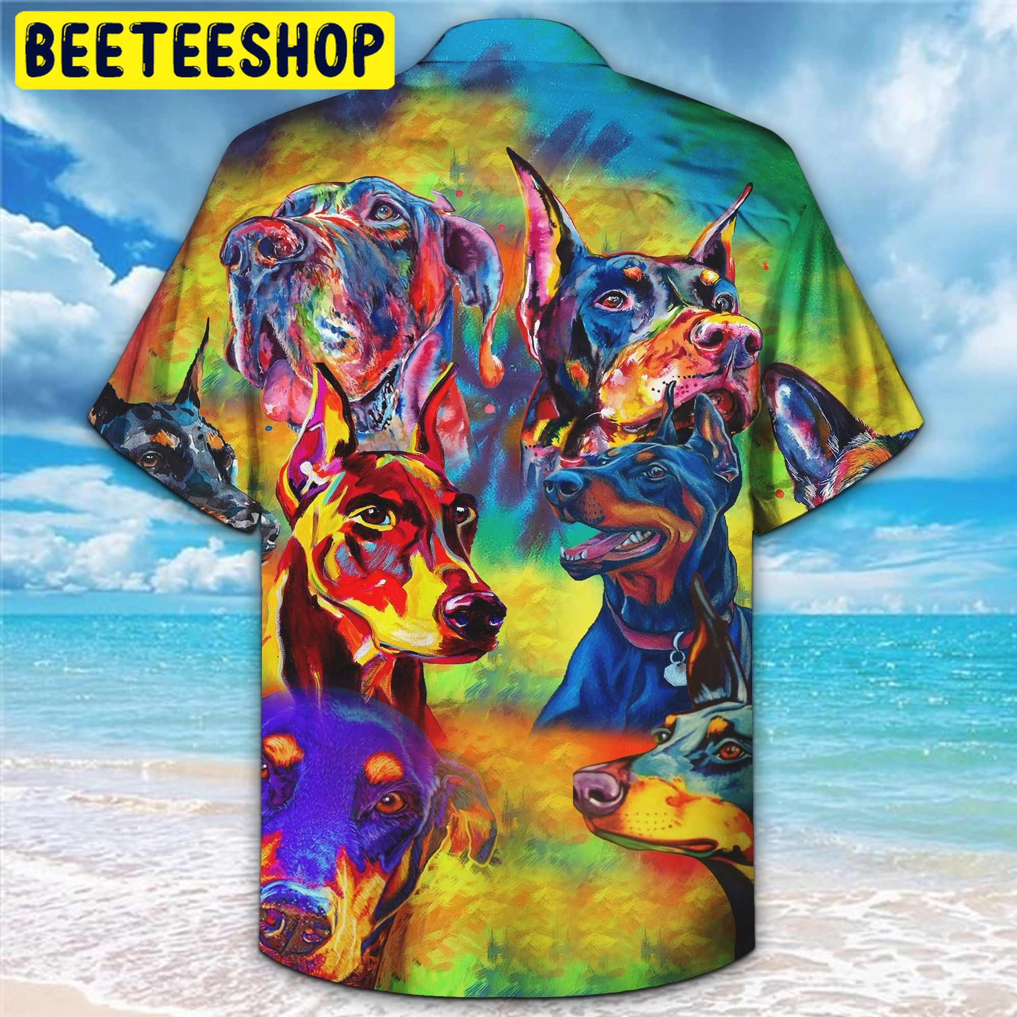 Doberman Colorful 3D All Over Printed Trending Hawaiian Shirt Doberman Colorful 3D All Over Printed Trending Hawaiian Shirt