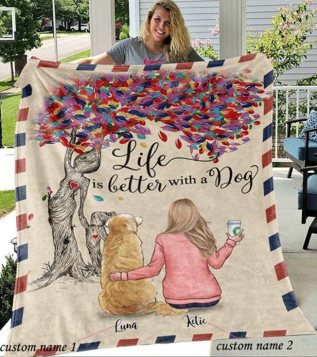 Dog Lover Life Is Better With A Dog Personalized Blanket Dog Lover Life Is Better With A Dog Personalized Blanket