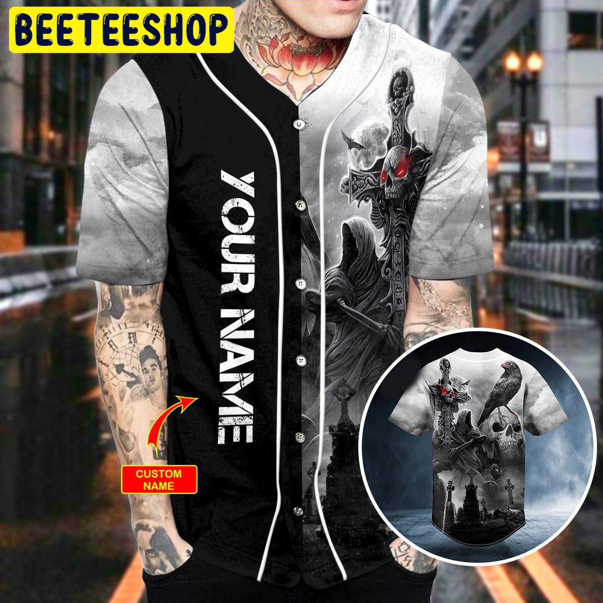 Doomsday Skull Custom Trending Baseball Jersey Doomsday Skull Custom Trending Baseball Jersey