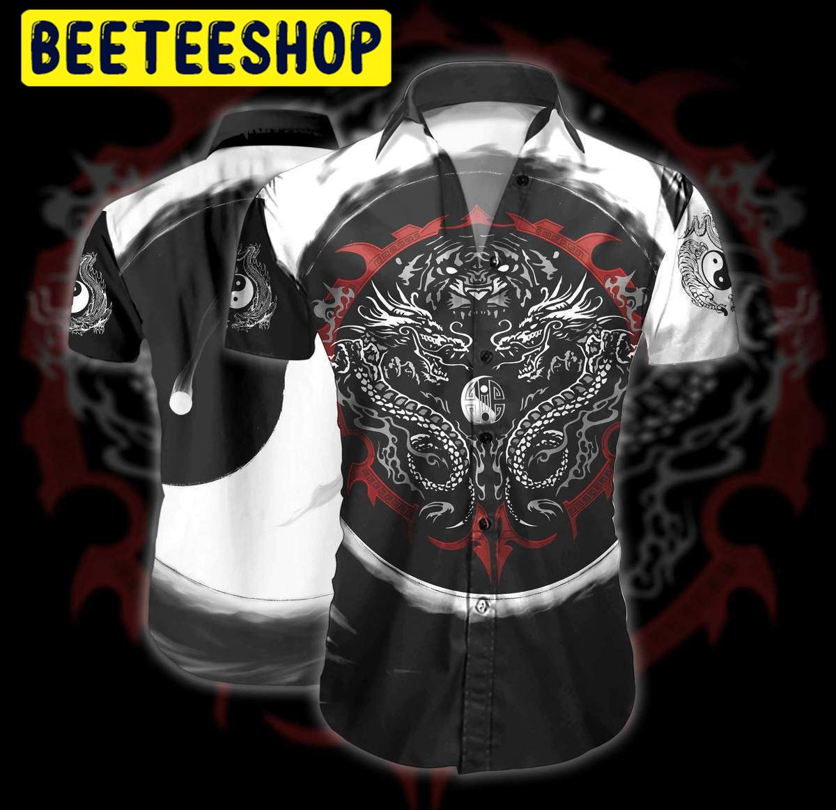 Dragon Tiger Yin Yang Art Hawaiian Shirt Dragon Tiger Yin Yang Art Hawaiian Shirt