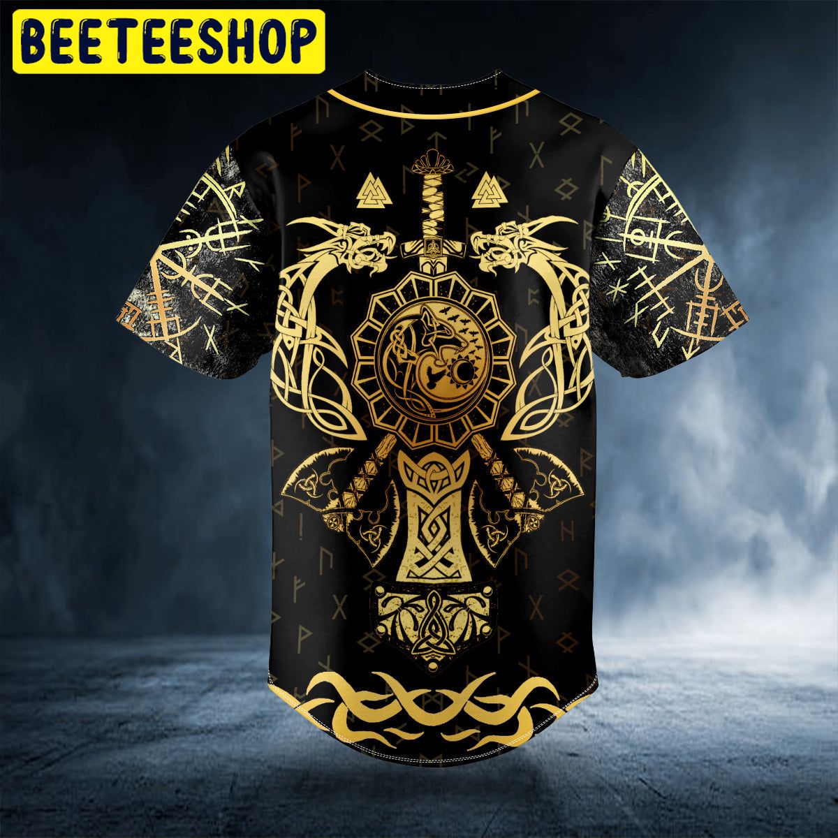Dragons Axes Wolf Viking Tattoo Custom Trending Baseball Jersey Dragons Axes Wolf Viking Tattoo Custom Trending Baseball Jersey