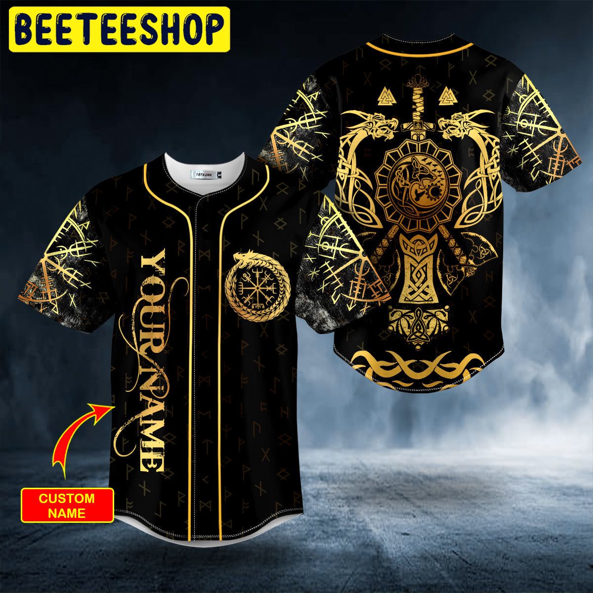 Dragons Axes Wolf Viking Tattoo Custom Trending Baseball Jersey Dragons Axes Wolf Viking Tattoo Custom Trending Baseball Jersey