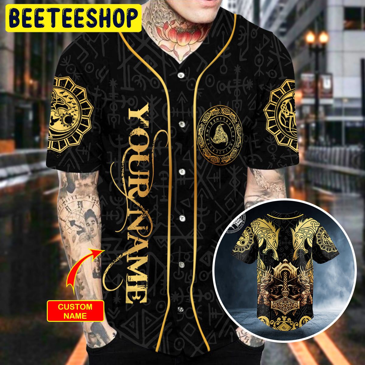 Dragons Warriors Axe Viking Tattoo Custom Trending Baseball Jersey Dragons Warriors Axe Viking Tattoo Custom Trending Baseball Jersey