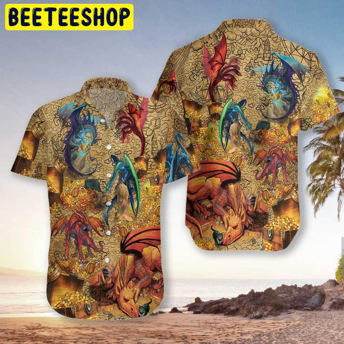 Dragons With Treasure Trending Hawaiian Shirt Dragons With Treasure Trending Hawaiian Shirt