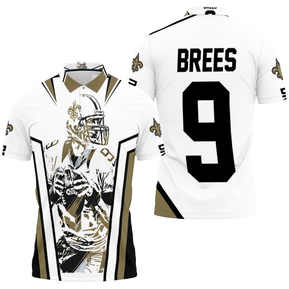 Drew Brees New Orleans Saints Watercolor White Background 3D All Over Print Polo Shirt Drew Brees New Orleans Saints Watercolor White Background 3D All Over Print Polo Shirt