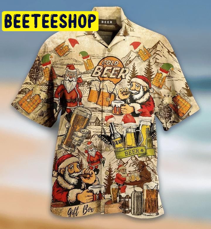 Drinking Beer With Santa Claus Hawaiian Shirt Drinking Beer With Santa Claus Hawaiian Shirt