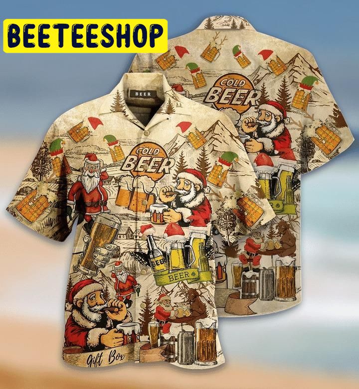 Drinking Beer With Santa Claus Hawaiian Shirt Drinking Beer With Santa Claus Hawaiian Shirt