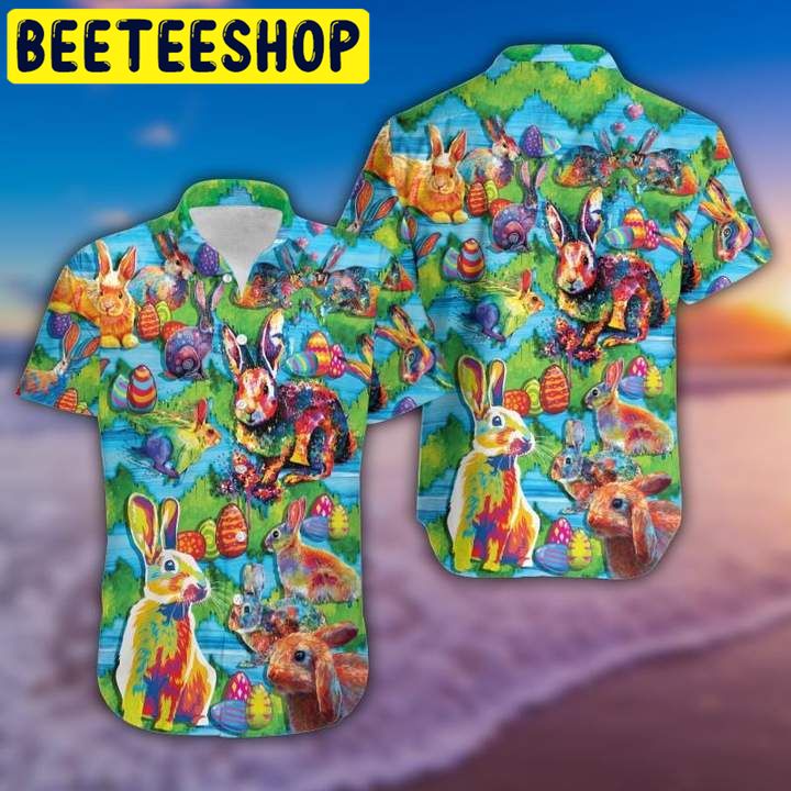 Easter Day Watercolor Bunny Hawaiian Shirt Easter Day Watercolor Bunny Hawaiian Shirt