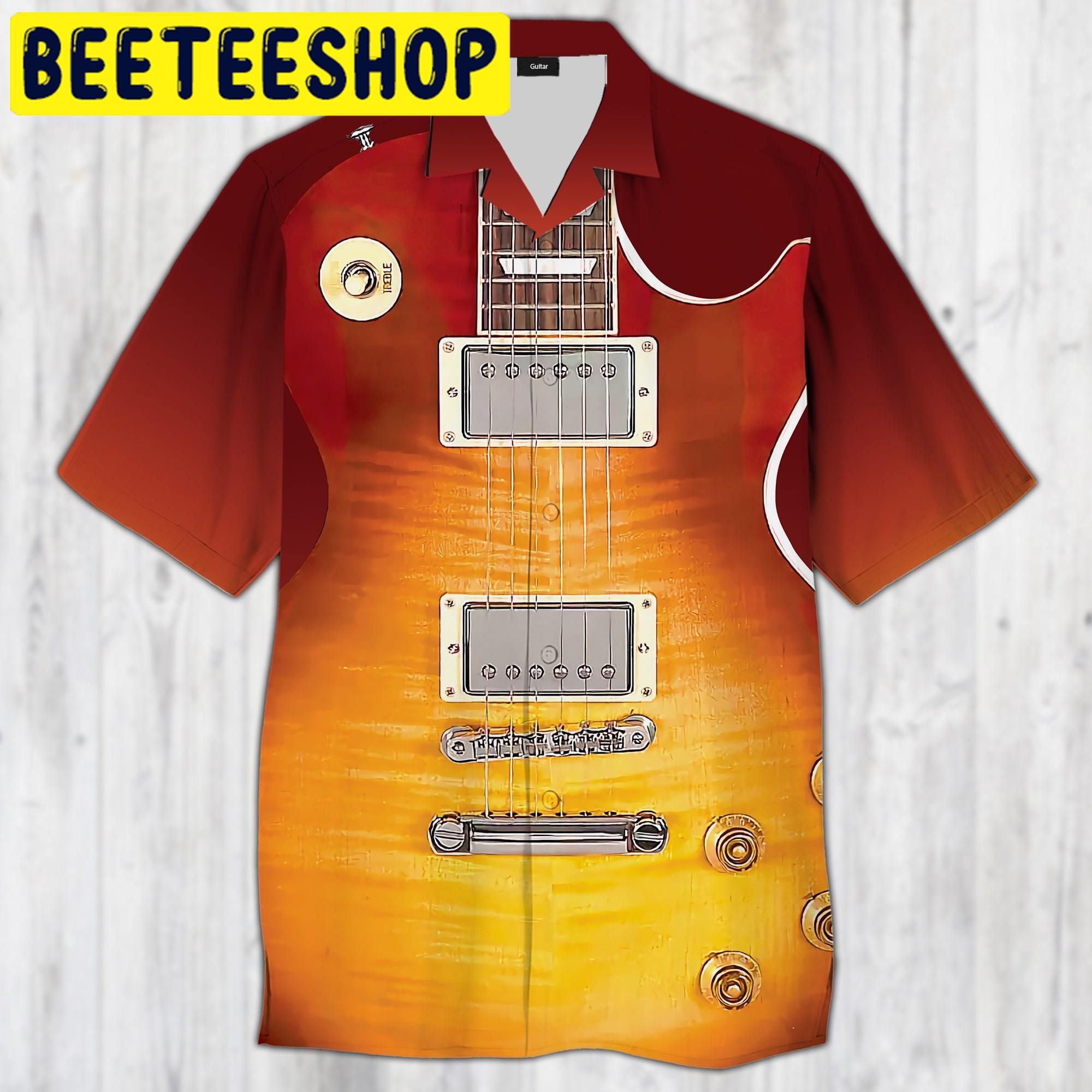 Electric Guitar Les Paul Hawaiian Shirt Electric Guitar Les Paul Hawaiian Shirt