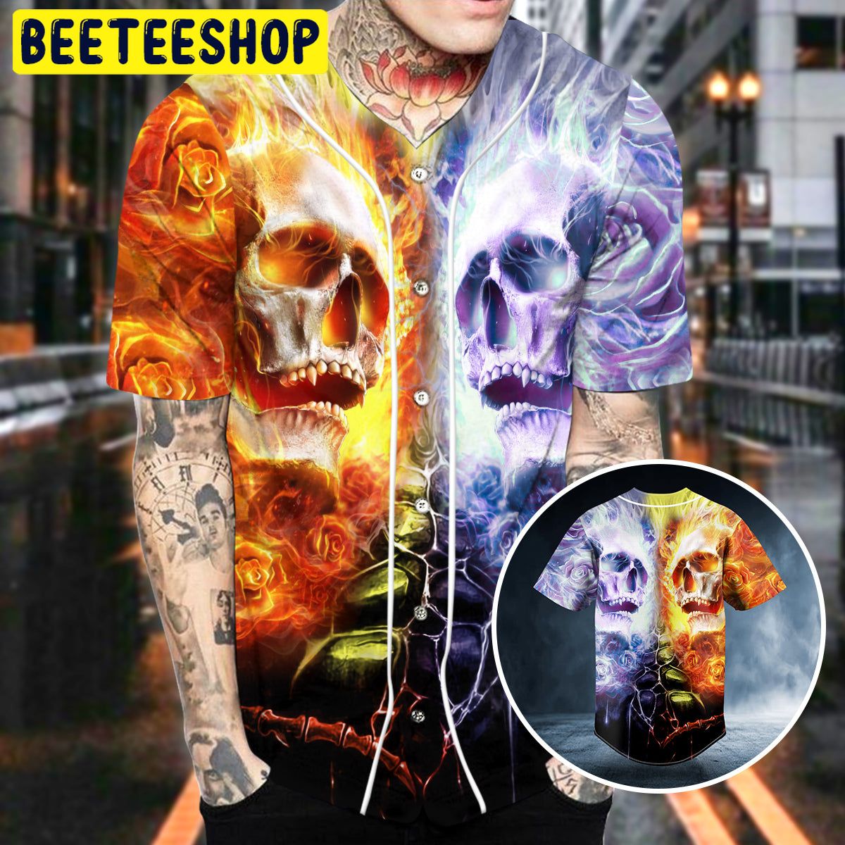 Enemy Fire Skull Trending Baseball Jersey Enemy Fire Skull Trending Baseball Jersey