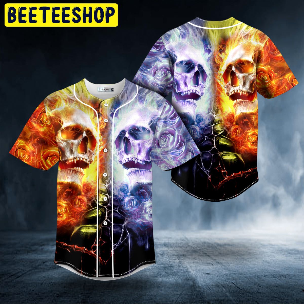 Enemy Fire Skull Trending Baseball Jersey Enemy Fire Skull Trending Baseball Jersey