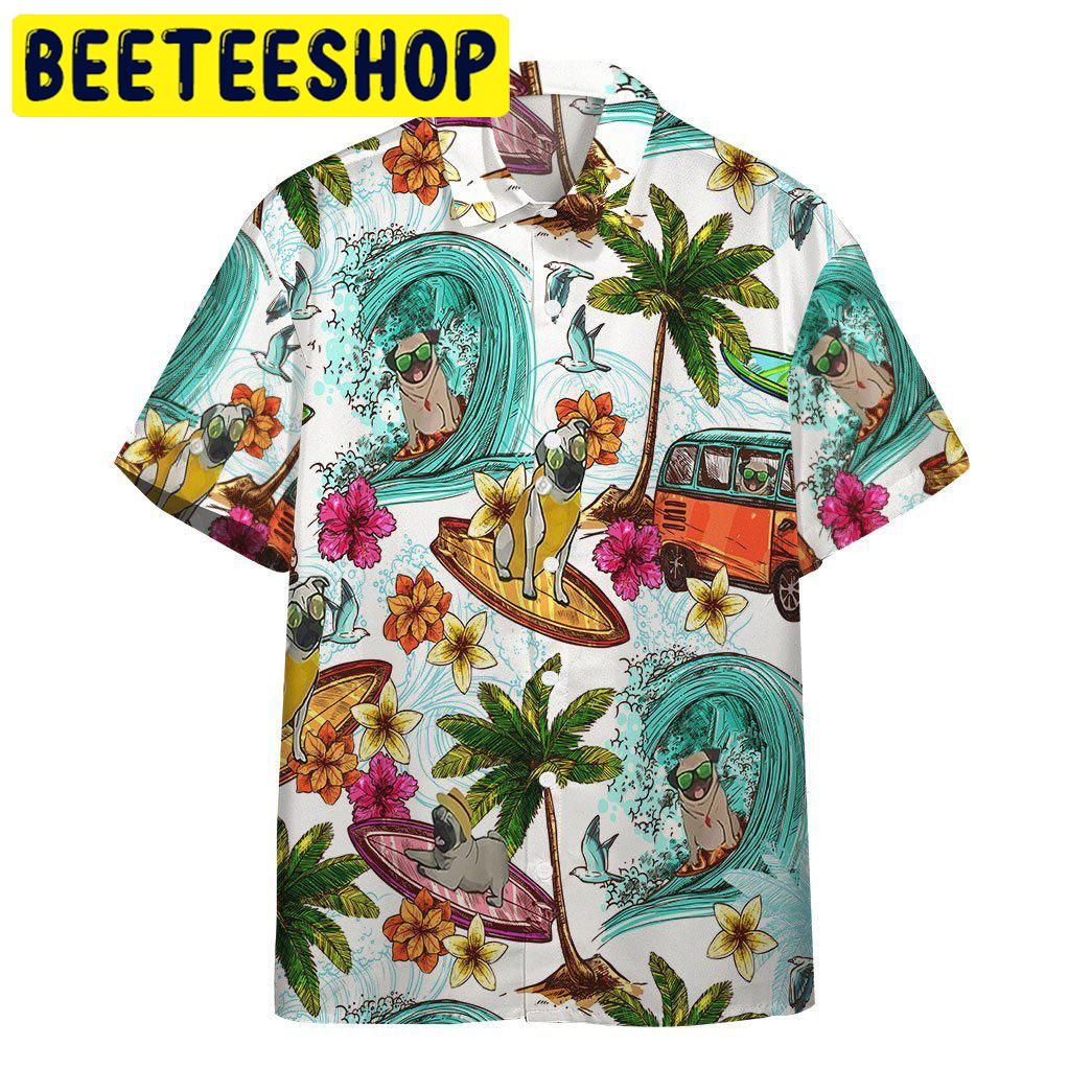 Enjoy Surfing With Pug Dog Hawaiian Shirt Enjoy Surfing With Pug Dog Hawaiian Shirt