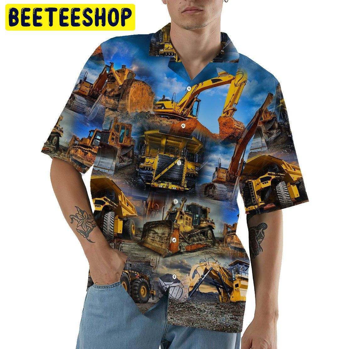 Excavator 3D All Over Printed Trending Hawaiian Shirt Excavator 3D All Over Printed Trending Hawaiian Shirt