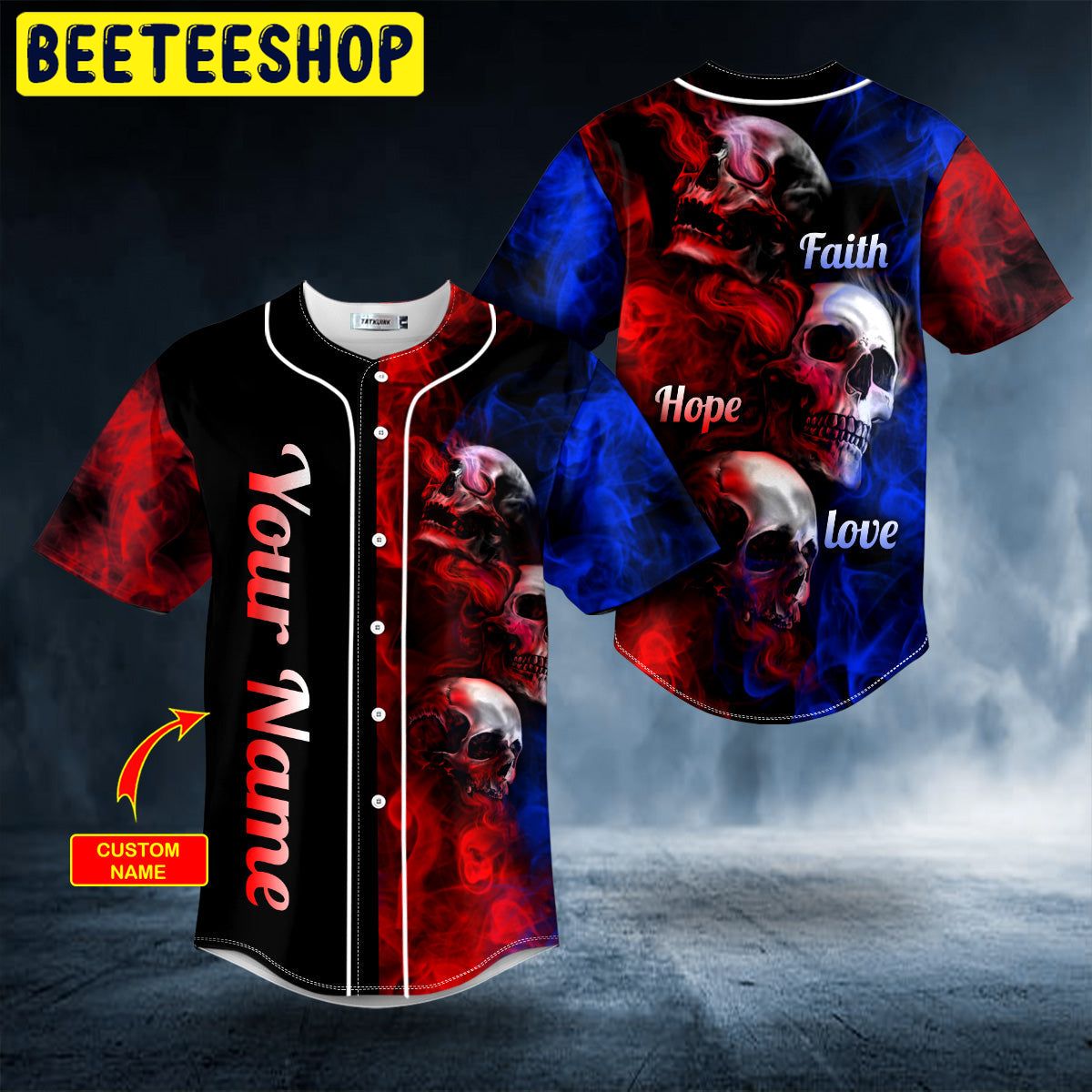 Faith Hope Love Smokey Skull Custom Trending Baseball Jersey Faith Hope Love Smokey Skull Custom Trending Baseball Jersey