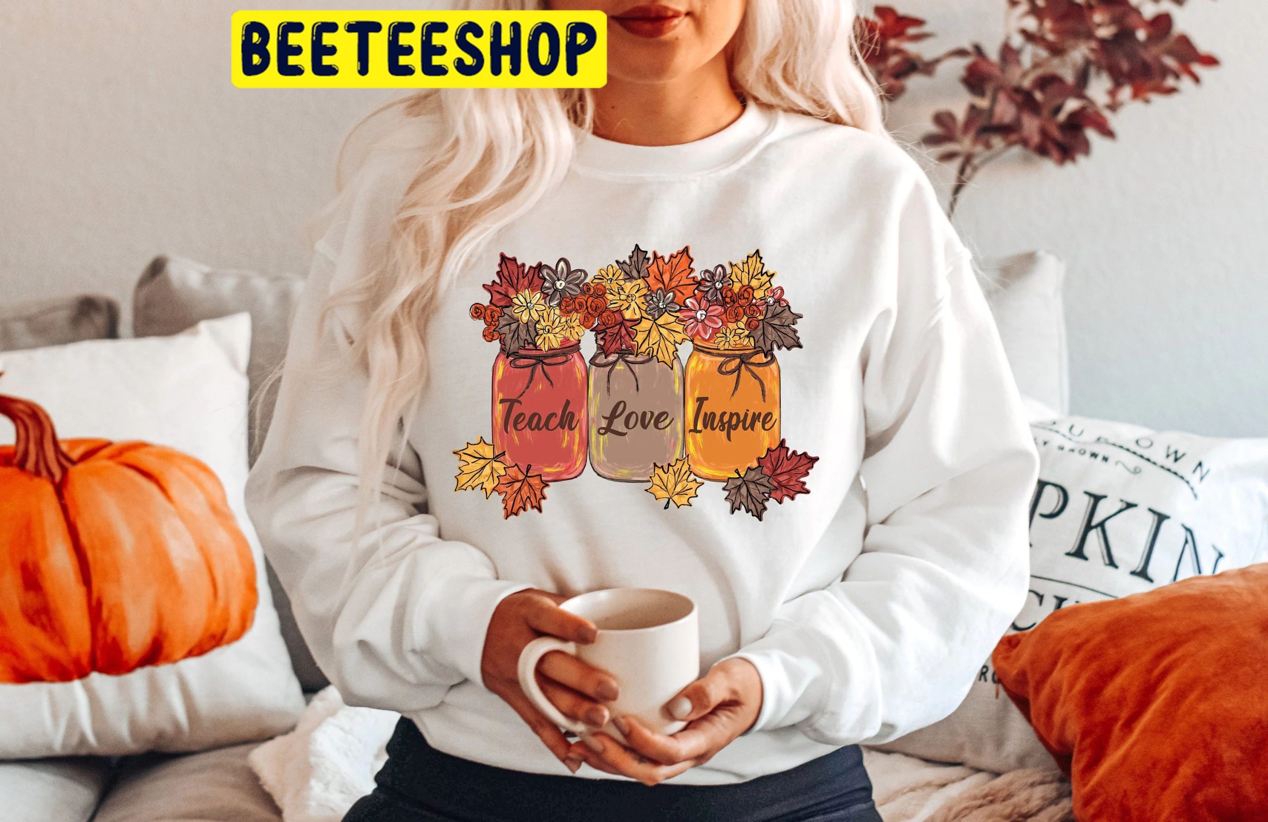 Fall Teacher Thankful Floral Thanksgiving Trending Unisex Shirt Fall Teacher Thankful Floral Thanksgiving Trending Unisex Shirt