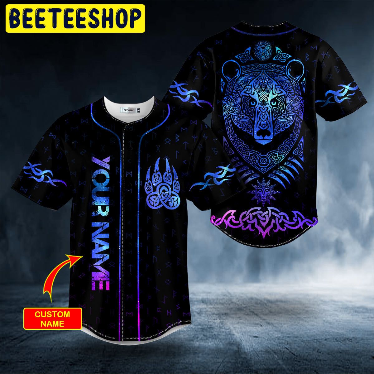 Fantasy Bear Viking Tattoo Custom Trending Baseball Jersey Fantasy Bear Viking Tattoo Custom Trending Baseball Jersey