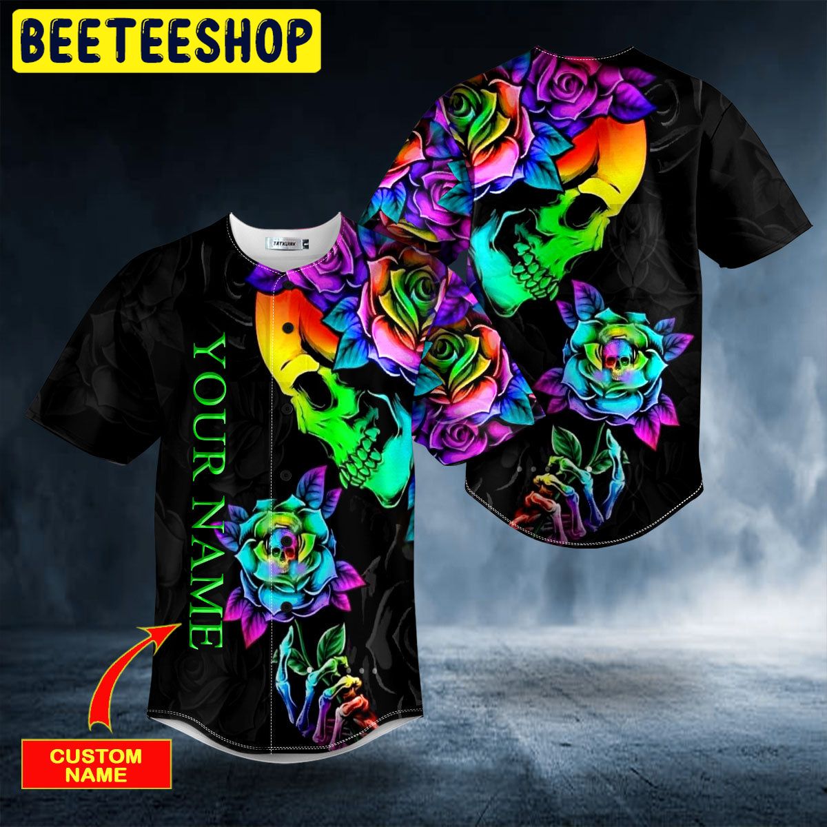Fantasy Roses Skull Custom Trending Baseball Jersey Fantasy Roses Skull Custom Trending Baseball Jersey