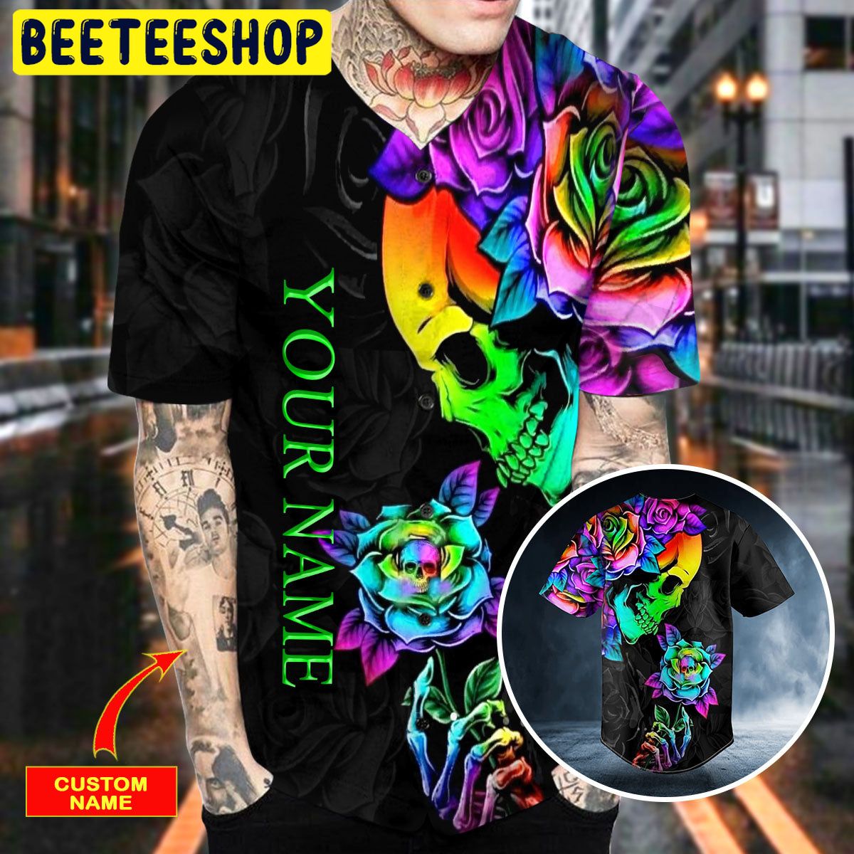 Fantasy Roses Skull Custom Trending Baseball Jersey Fantasy Roses Skull Custom Trending Baseball Jersey