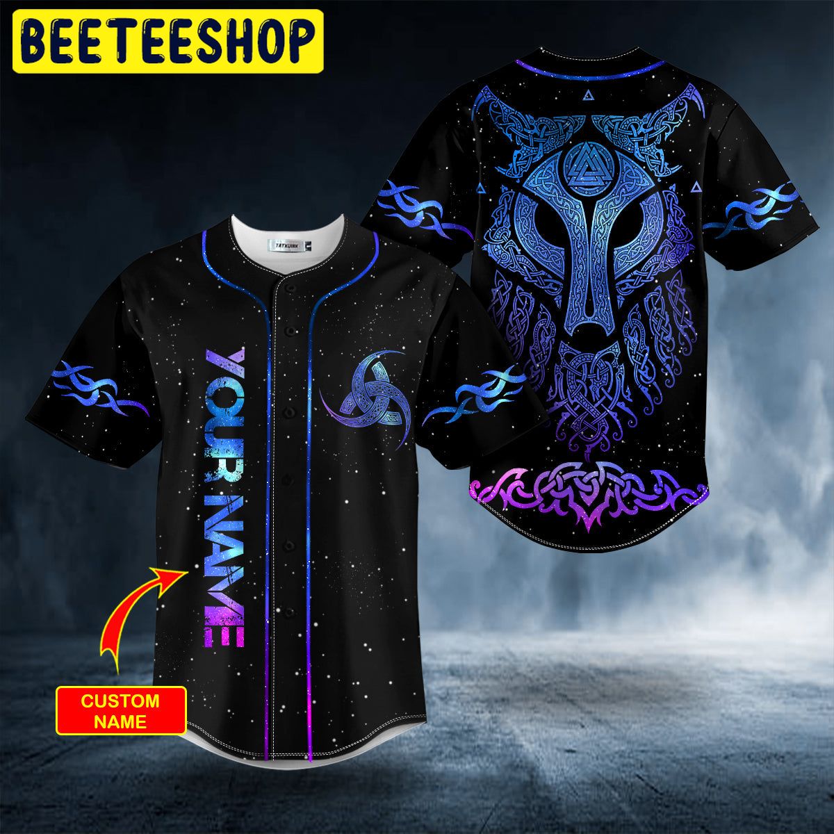 Fantasy Wolf Viking Tattoo Custom Trending Baseball Jersey Fantasy Wolf Viking Tattoo Custom Trending Baseball Jersey