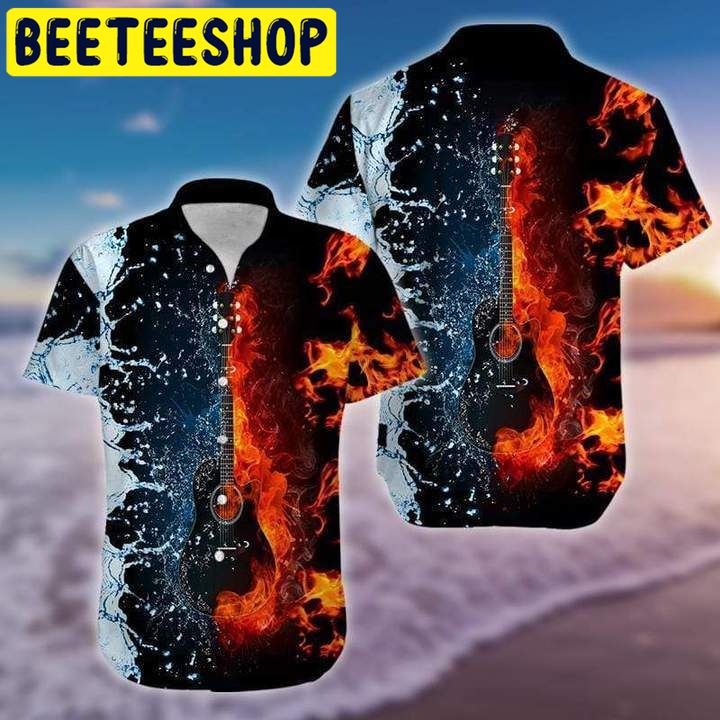 Fire and Water Guitar Hawaiian Shirt Fire and Water Guitar Hawaiian Shirt
