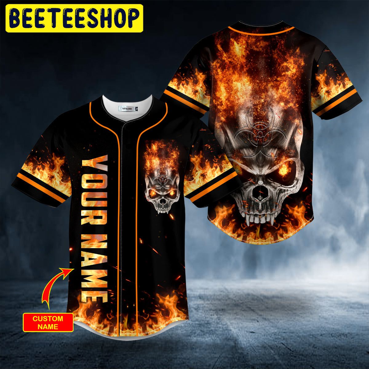 Fire Angry Biohazard Skull Custom Trending Baseball Jersey Fire Angry Biohazard Skull Custom Trending Baseball Jersey
