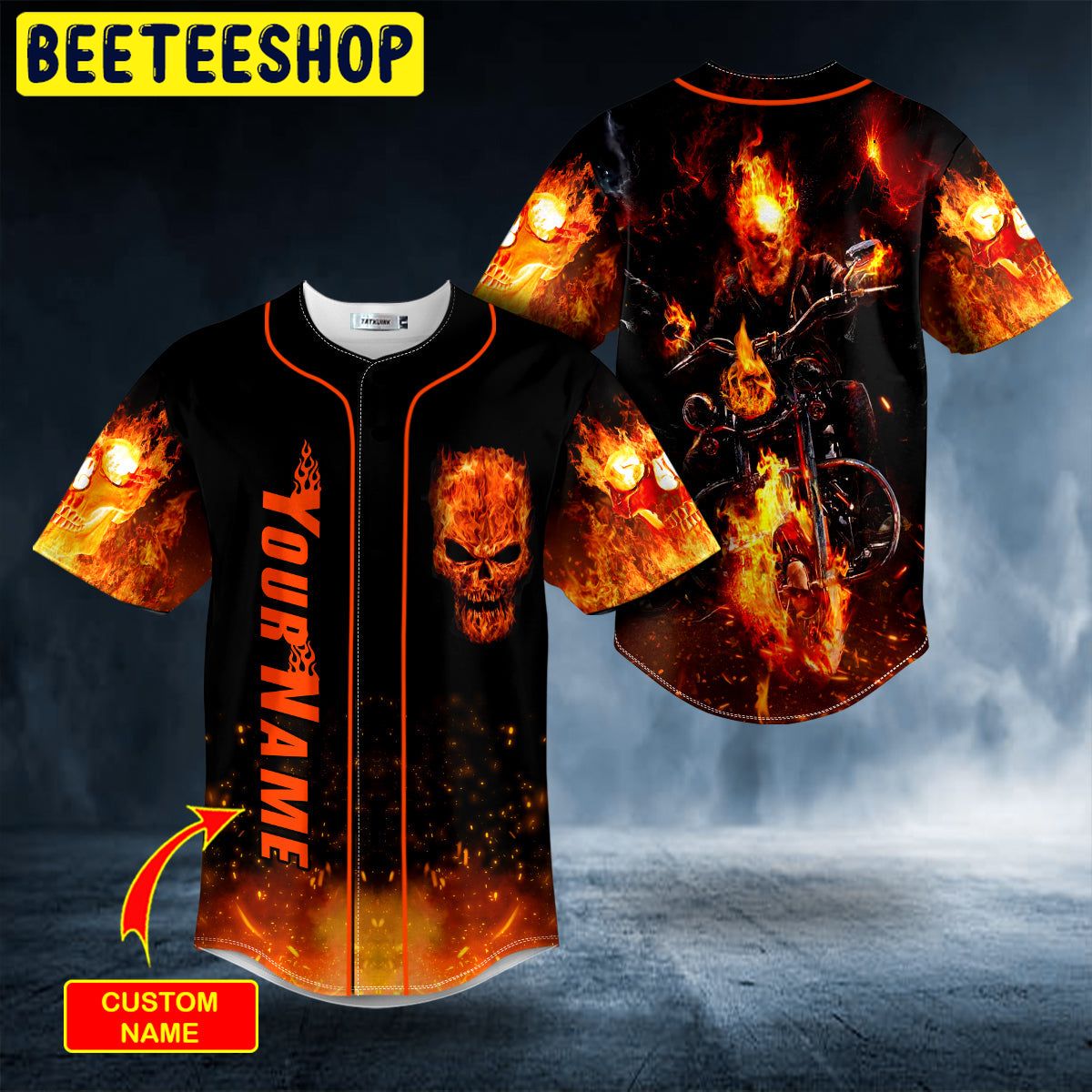 Fire Ghost Racer Skull Custom Trending Baseball Jersey Fire Ghost Racer Skull Custom Trending Baseball Jersey
