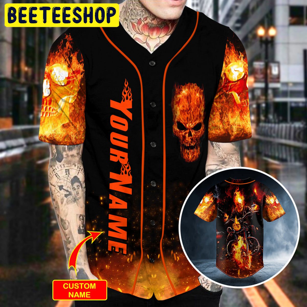 Fire Ghost Racer Skull Custom Trending Baseball Jersey Fire Ghost Racer Skull Custom Trending Baseball Jersey