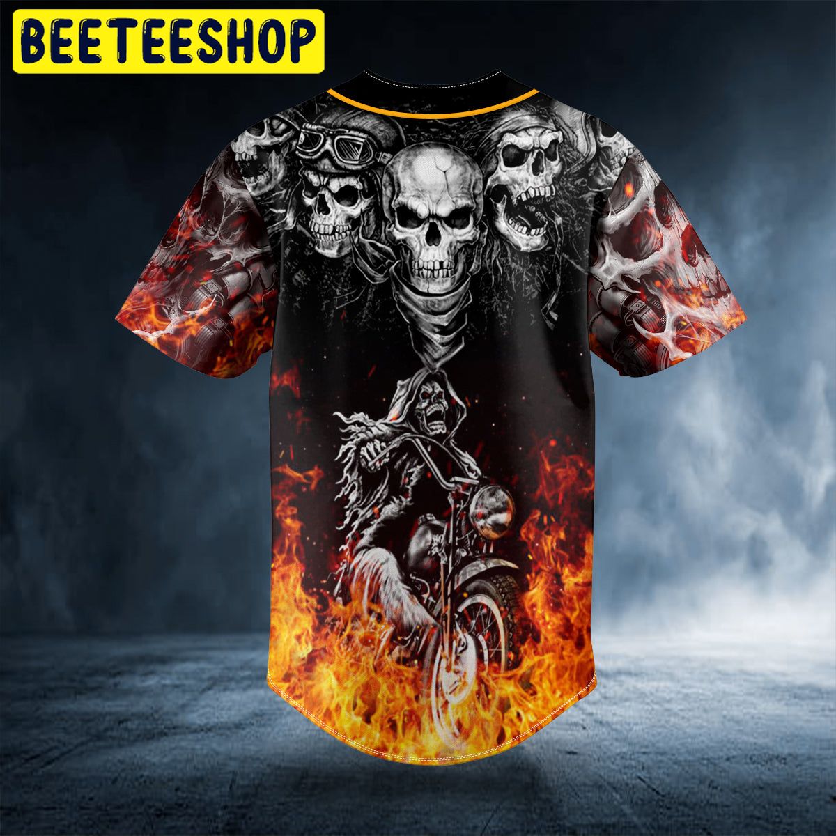 Fire Ghost Rider Biker Skull Custom Trending Baseball Jersey Fire Ghost Rider Biker Skull Custom Trending Baseball Jersey