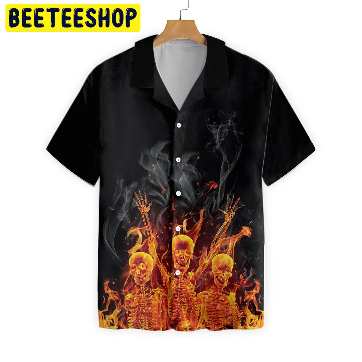 Fire Skeletons Night Party Trending Hawaiian Shirt Fire Skeletons Night Party Trending Hawaiian Shirt