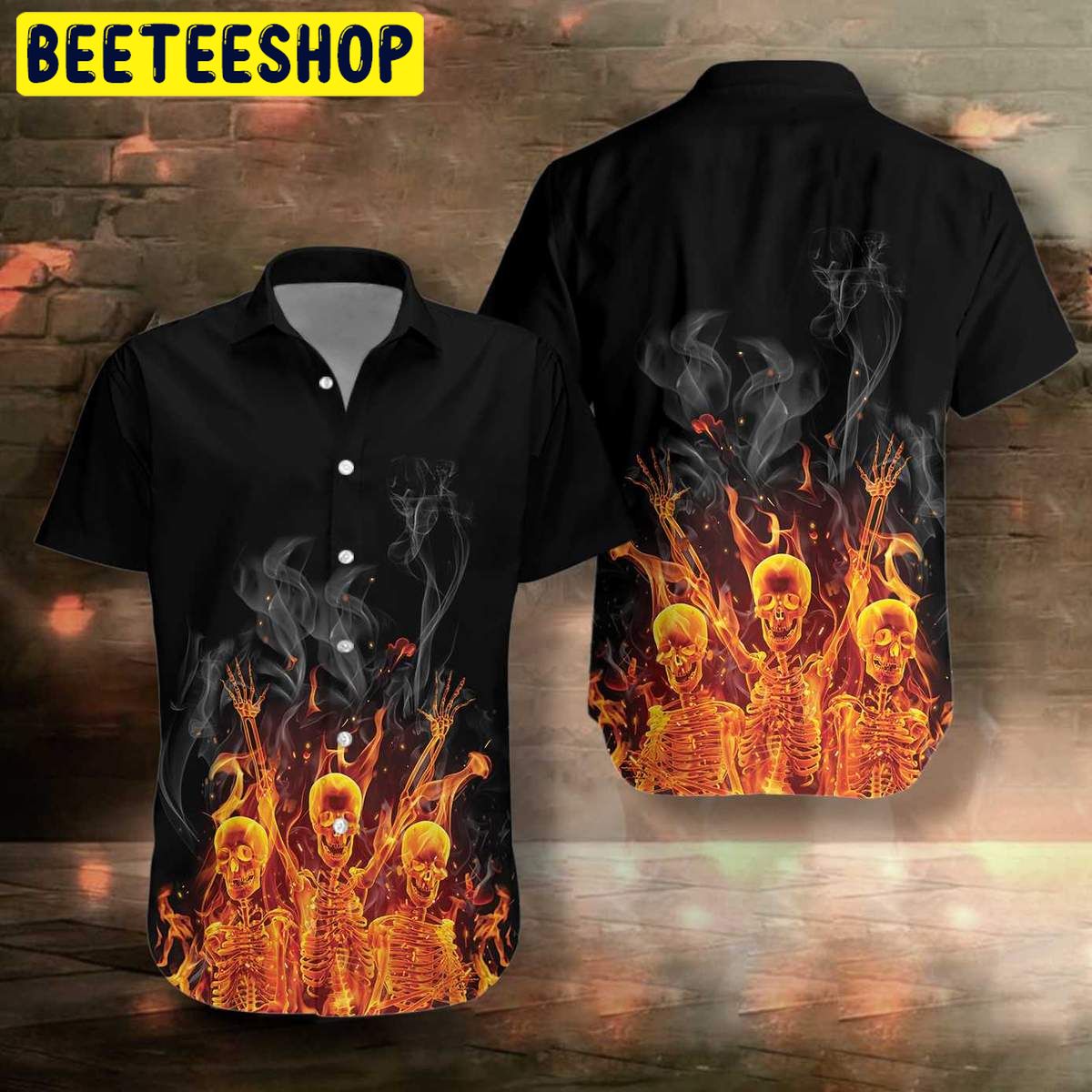 Fire Skeletons Night Party Trending Hawaiian Shirt Fire Skeletons Night Party Trending Hawaiian Shirt