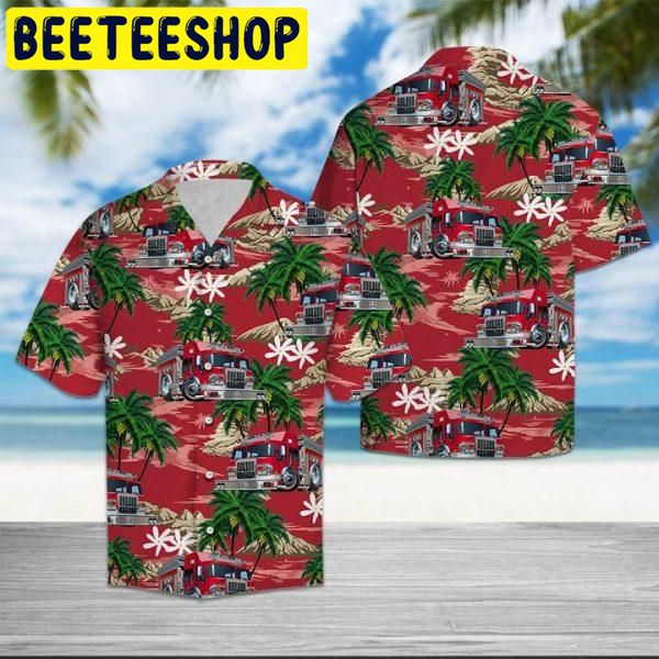 Firefighter Car Palm Island Hawaiian Shirt Firefighter Car Palm Island Hawaiian Shirt