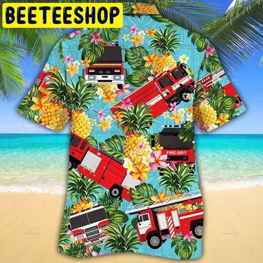 Firefighter Cars Pineapple Hawaiian Shirt Firefighter Cars Pineapple Hawaiian Shirt