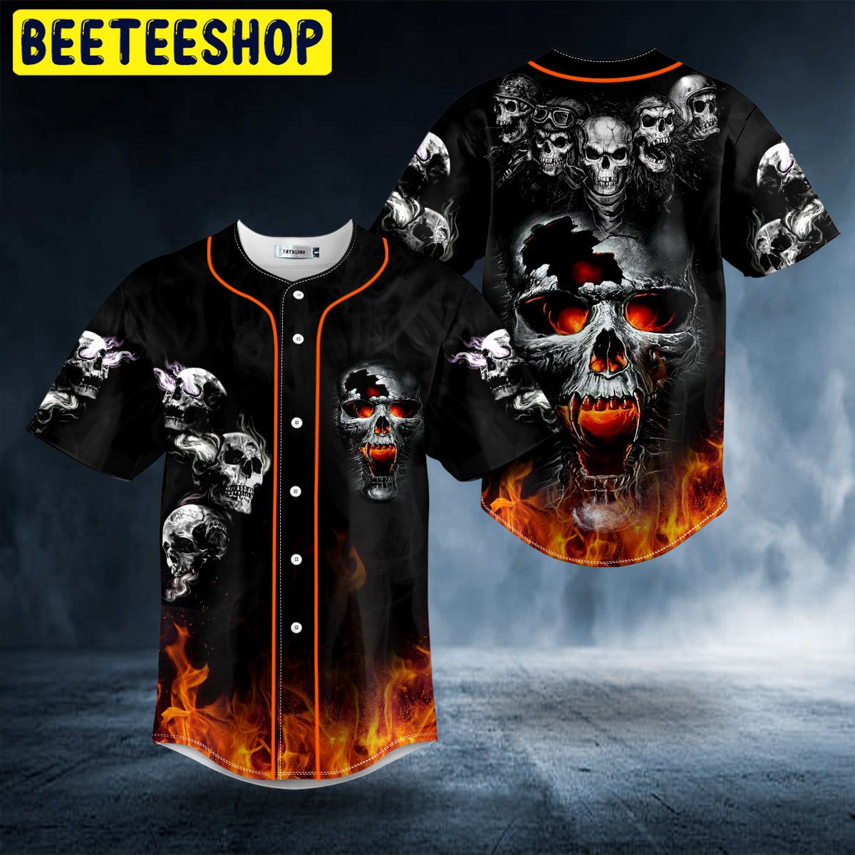 Five Fire Skull Trending Baseball Jersey Five Fire Skull Trending Baseball Jersey